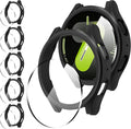 Suoman 5+5 Pack for Samsung Galaxy Watch 7 44m Case, [Anti-Scratch] 9H Tempered Glass Screen Protector+All-Round PC Matte Protective Cover Bumper by Suoman