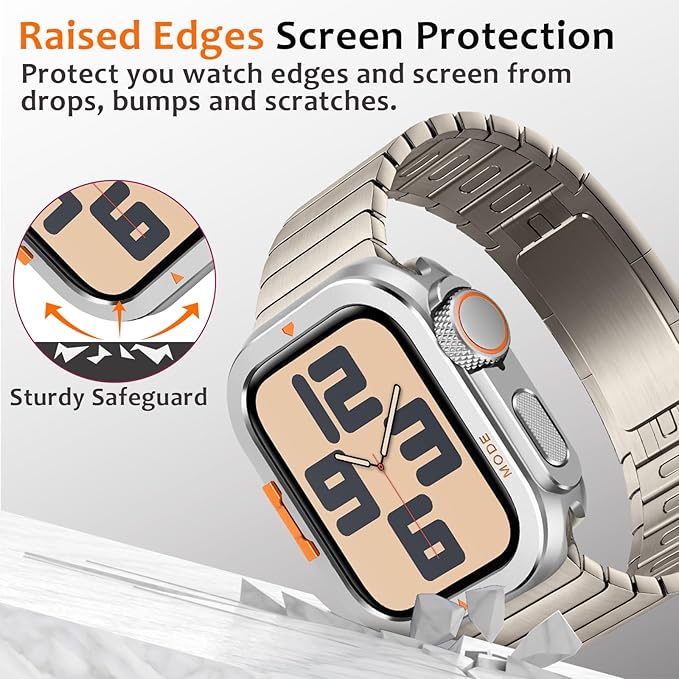 Amizee Metal Case Compatible with Apple Watch SE 3/2/1 Series 6/5/4 44mm Case with Back Cover, Rugged Protective Bumper Cover for iWatch 44mm, Silver - Image 4