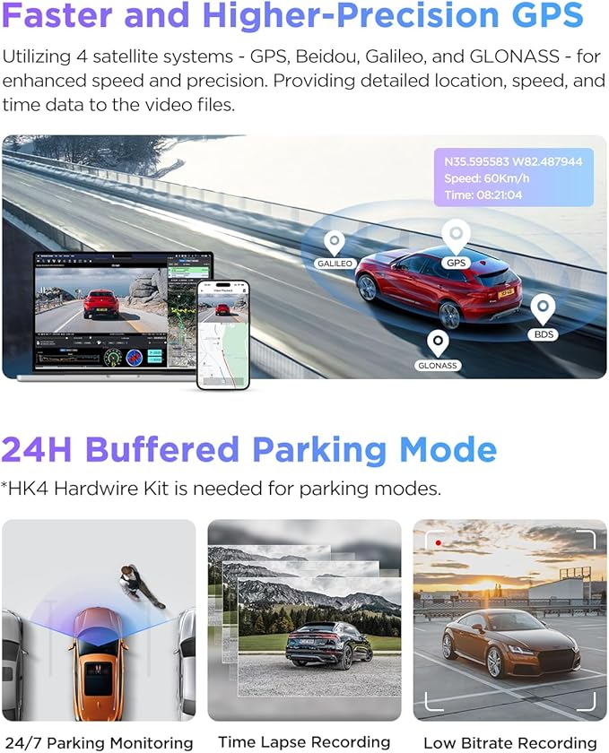 【Bundle: VIOFO A229 Pro 3CH + 256GB Card+ HK4 Hardwire Kit with 8pcs Fuse Tap】 3 Channel 4K HDR Dash Cam, Dual STARVIS 2 Sensors, 4K+2K+1080P Front Inside and Rear Car Camera - Image 6