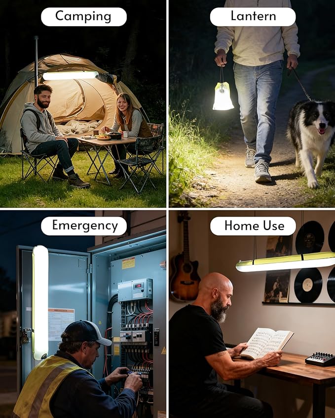 2 Pack 24" Inflatable Solar Camping Lantern, Magnetic LED Tube Light with USB-C 2000mAh Power Bank, IP66 Waterproof TPU Tent Light for Hurricane Emergency, Backpacking & Off-Grid Survival - Image 9