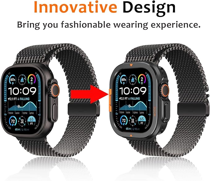 Amizee Metal Case Compatible with Apple Watch Ultra 3/2/1 49mm Case with Back Cover, Rugged Protective Bumper Cover for iWatch 49mm, Black - Image 2