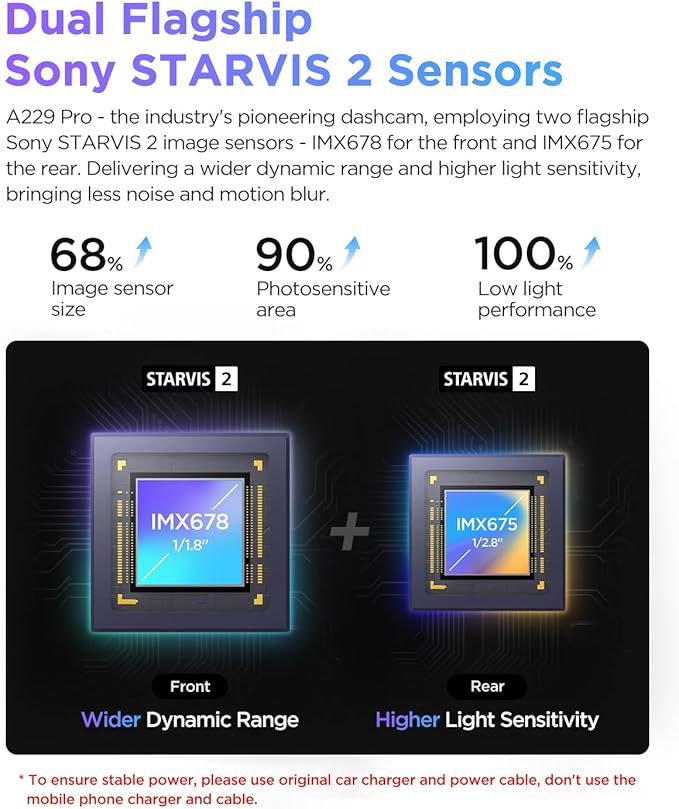 【Bundle: VIOFO A229 Pro 3CH + 256GB Card+ HK4 Hardwire Kit with 8pcs Fuse Tap】 3 Channel 4K HDR Dash Cam, Dual STARVIS 2 Sensors, 4K+2K+1080P Front Inside and Rear Car Camera - Image 3