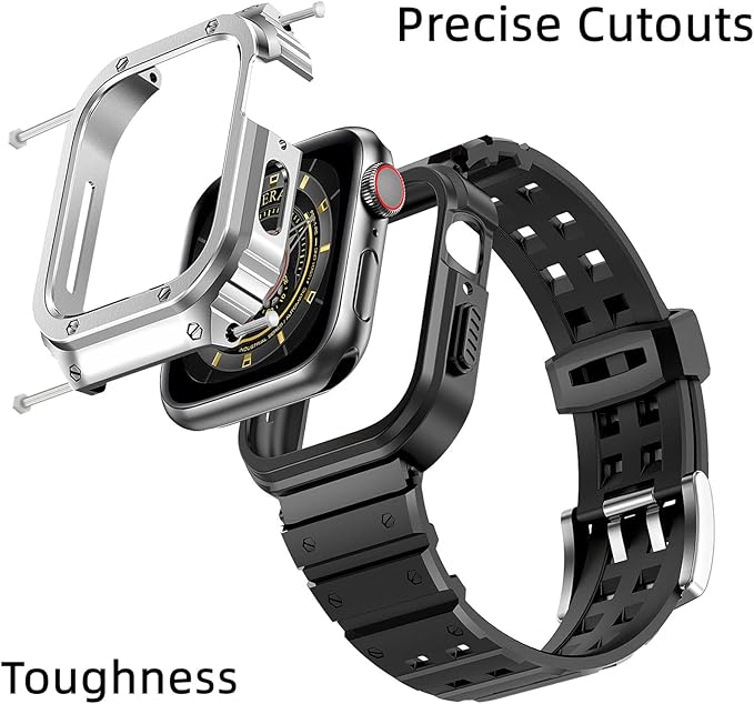 SUPLINK Stainless Steel Case and Band Compatible with Apple Watch 45mm Bands for Men, Rugged Protective Metal Apple Watch Case Cover and TPU Band for iWatch Apple Watch Series 9 8 7(Silver) - Image 7