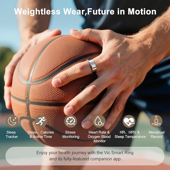 Titanium Smart Ring, Sleep & Activity Tracking Ring with Heart Rate, HRV, Stress Insights, 7-Day Battery Life, No Subscription, IP68 Waterproof, iOS & Android Compatible (Rose Gold, 7) - Image 4