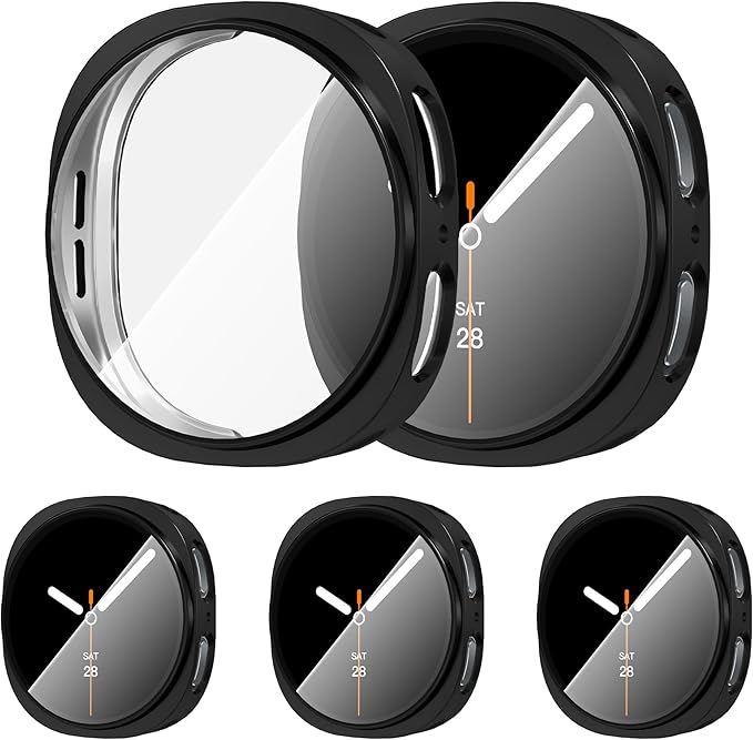 Suoman 3 Pack for Samsung Galaxy Watch 8 40mm Case, High Definition Clear Screen Protector, Full Around Electroplate Soft TPU Bumper Around Protective Case Cover -Black by Suoman