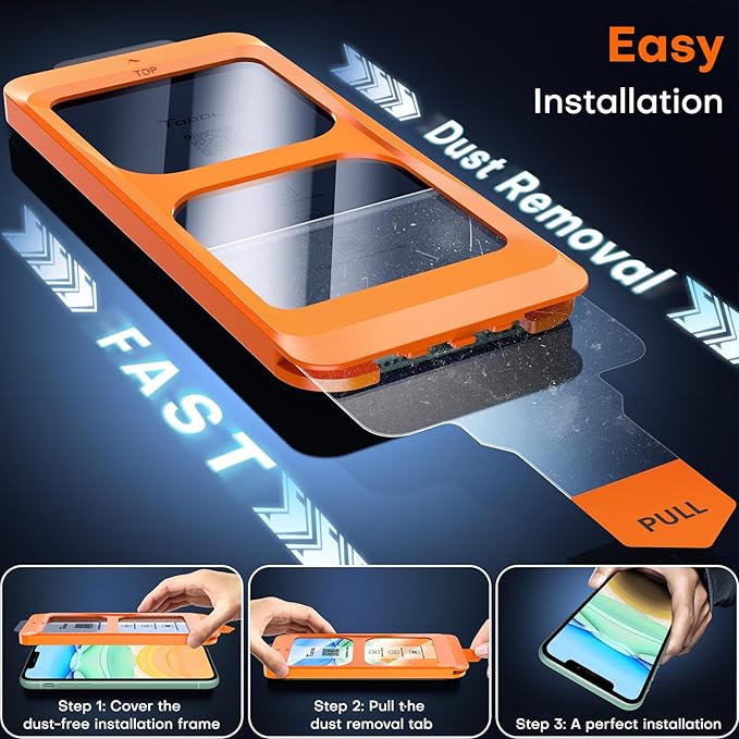TOCOL for iPhone 11 / iPhone XR Screen Protector 9H Hardness Military Grade Shatterproof HD Tempered Glass Full Coverage Easy Installation Case Friendly 2 Pack | HD, Tempered Glass, Full Coverage, Anti-Fingerprint, Easy Installation - Image 2