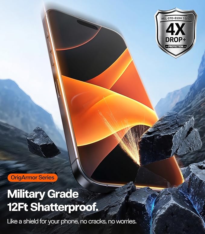 TORRAS OrigArmor for iPhone 17 Pro Max Screen Protector [100% Anti Reflection][3D Full Coverage Fit] Military-Grade Shatterproof 9H+ Tempered Glass Anti-Scratch Screen Protector 17 ProMax 6.9" 1-Pack - Image 7