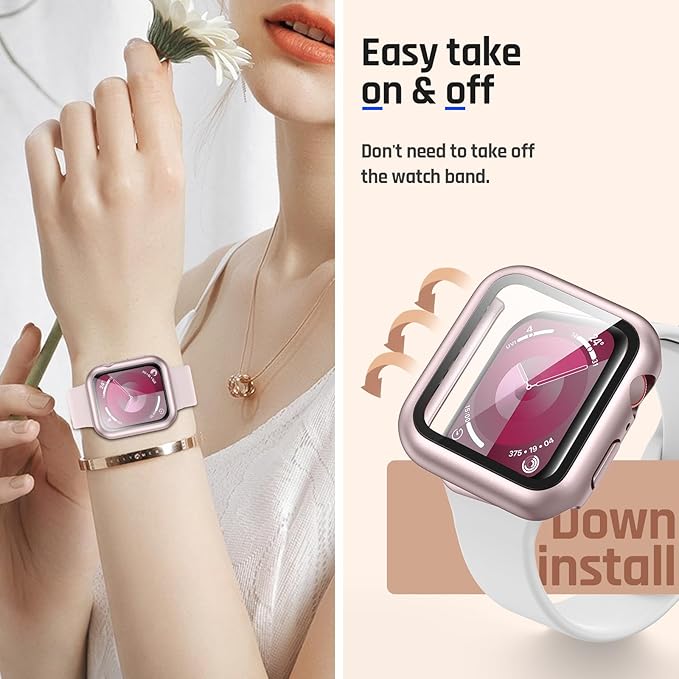 Goton Waterproof Screen Protector Case Compatible for Apple Watch Series 9/8/7 41mm, Hard Bumper with Tempered Glass for iWatch Cover 41 mm - Image 7