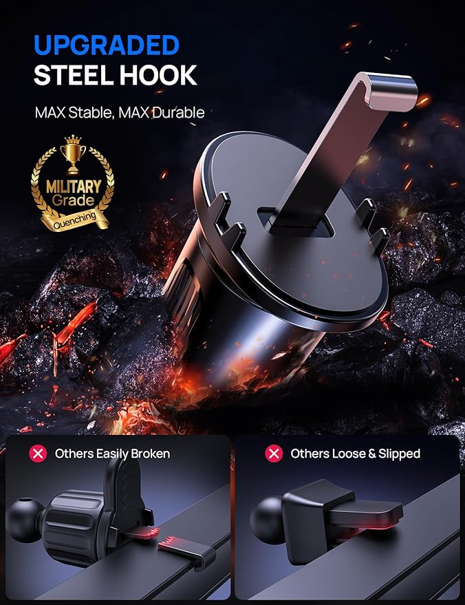 Car Phone Holder Mount for Air Vent, [Never Shake Hook Clip] 360° Adjustable Vent Clip, Compatible with Big Phones,Thick Cases, Phone Holders for Your Car–Fits iPhone, Samsung and Android - Image 2