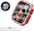 Surace 44mm Case Compatible with Apple Watch Case with Screen Protector, Bling Diamond Overall Protective Case Compatible with Apple Watch Series 6/5/4 SE, 44mm, Red - Image 2