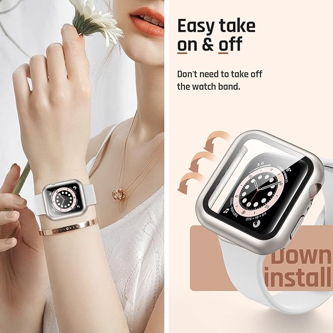 Goton Waterproof Case Compatible for Apple Watch Screen Protector Series 6/5/4, SE 3/2/1 44mm, Hard Bumper with Tempered Glass for iWatch Cover 44 mm - Image 7