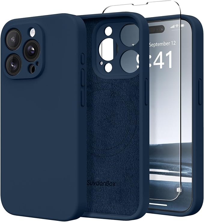 Magnetic for iPhone 15 Pro Case, Compatible with MagSafe, [Full Camera Protection][Screen Protector] Silicone Shockproof Protective Phone Case for iPhone 15 Pro 6.1", Cobalt Blue by SUYDANBOX