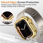 Amizee Metal Case Compatible with Apple Watch Series 9/8/7 45mm with Back Cover, Rugged Protective Bumper Cover for iWatch 45mm, Gold - Image 3