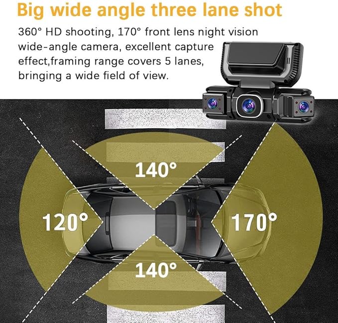 360° Car DVR WiFi 4 Channel Dash Cam Video Recorder, 1080P FHD Four Way Dashcam Front Rear Left Right, Vehicle Security Camera with Night Vision, Parking Mode, Loop Recording, App Control (1pcs) - Image 3