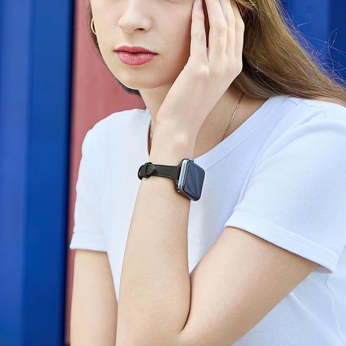 SEURE 2-pack Leather Bands Compatible with Apple Watch Band for women 38mm 40mm 41mm 42mm 44mm 45mm 46mm 49mm,Genuine Leather Band Slim Thin Strap for iWatch Ultra SE Series 11/10/9/8/7/6/5/4/3/2/1 - Image 7