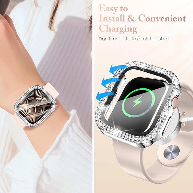 Goton 4-Pack Bling Case for Apple Watch Series 11/10 Screen Protector Case 42mm, Women Diamond Rhinestone Protector for iWatch Cover Accessories 42 mm - Image 5