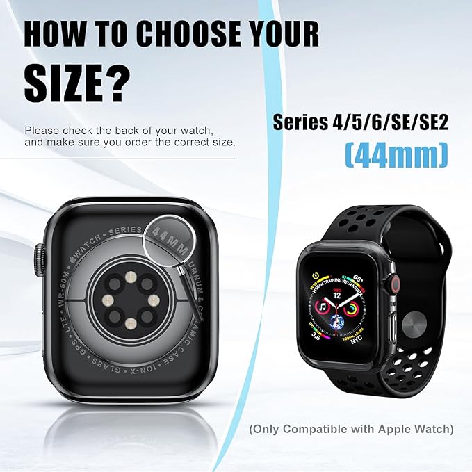 2 Pack Case for Apple Watch Screen Protector, Hard PC Case with Tempered Glass Protective Cover Guard Bumper, Slim Apple Watch Cover for iWatch Series 6/5/4/SE 2/SE 3 - Clear/Clear 44mm - Image 6