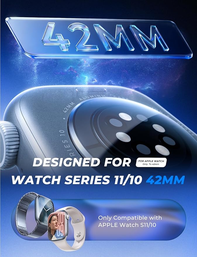 MAGIC JOHN 2 Pack for Apple Watch Screen Protector 42mm Series 11（2025） Series 10 (2024) [Automatic Align Tech] Anti-Scratch, Self-Healing Soft EPU, Bubble Free, HD Transparent, Touch Sensitive - Image 2