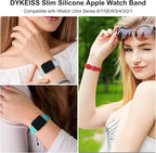 Sport Slim Silicone Bands Compatible for Apple Watch Band 38mm 42mm 40mm 44mm 41mm 45mm 46mm 49mm, Thin Narrow Replacement Strap Wristband for iWatch Series 11/10/9/8/7/SE/6/5/4/3/2/1/Ultra Women Men - Image 5