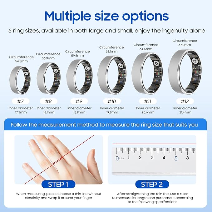 Smart Health Ring, Featuring Stress and Sleep Monitoring Functions, Compatible with iOS and Android,Waterproof Fitness Tracker for Women & Men, No Subscription Fee. (Rose Gold, 10) - Image 2