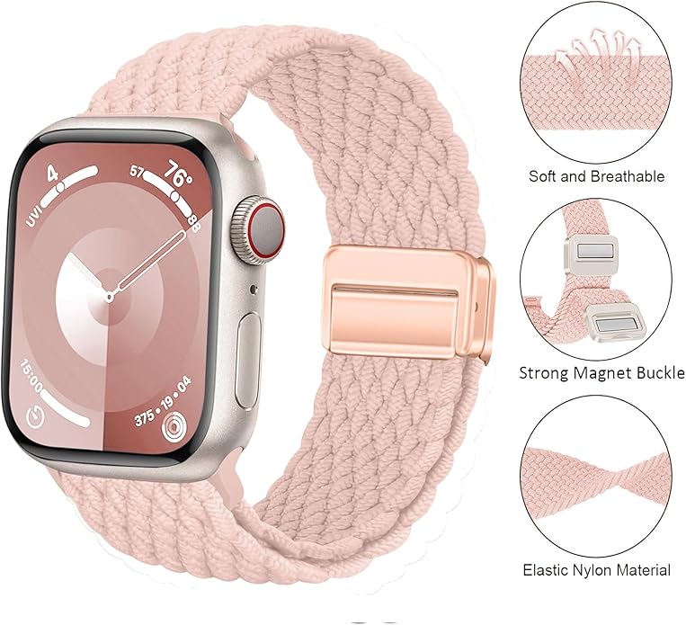 2Pcs Magnetic Braided for Apple Watch Band 41mm 40mm 45mm 44mm Ultra/3/2 49mm 38mm 46mm 42mm Women/Men,Stretchy Elastic Nylon Sport Loop Strap for iWatch Bands series 11 10 9 8 7 6 5 4 3 se 3/2 40 44 - Image 2
