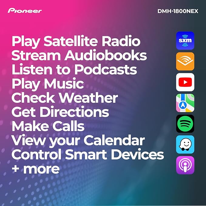 Pioneer DMH-1800NEX 6.8" Double-Din Digital Multimedia Receiver - Built in Bluetooth, Wired Apple CarPlay and Android Auto, Touchscreen, Rear Camera Input - Image 4