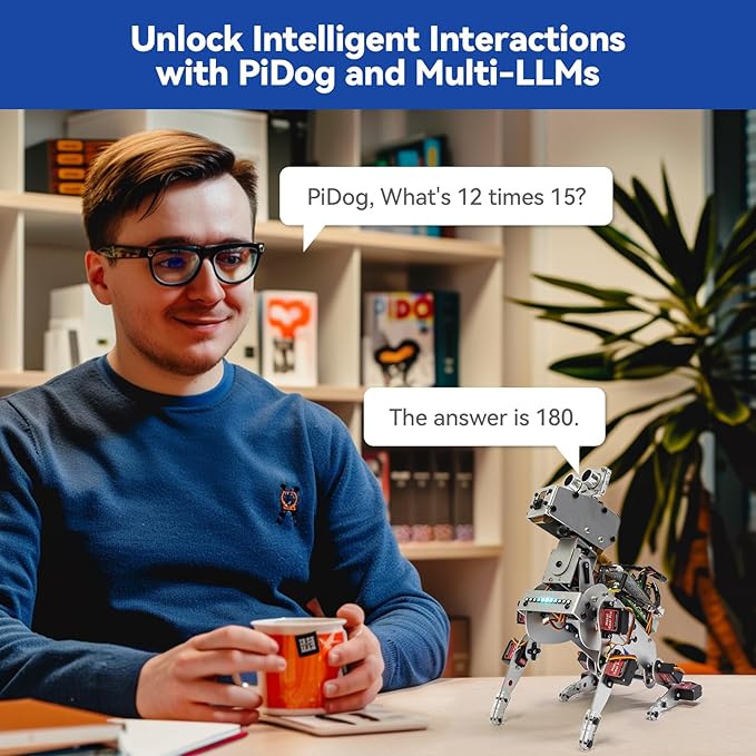 SunFounder PiDog AI Robot Dog Kit for Raspberry Pi 5/4/3B+/Zero 2W, Openclaw LLMs ChatGPT/Gemini/Grok, Voice&Video Recognition, Python, App, Battery, Gyroscope, Camera (RPI NOT Included) - Image 4