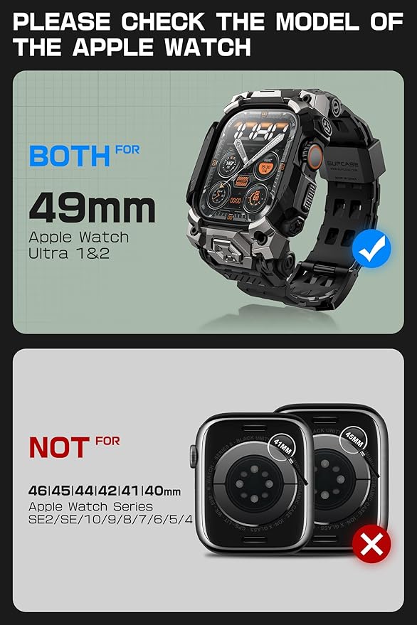 SUPCASE for Apple Watch Ultra 3/2/1 49mm Case with Band (Unicorn Beetle Ore), [Anti-Scratch] [Military-Grade Protection] Rugged Sport Men Bumper Case with Adjustable Strap Band, Black - Image 2