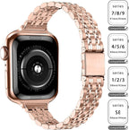 QUNDAXI Slim Watch Band Compatible with Apple Watch 41mm 45mm 42mm 44mm 40mm 38mm Metal Stainless Steel Watchband Suitable for iWatch 11/10/9/8/7/6/5/4/3/2/1/SE Series Women Luxury Strap - Image 2