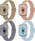 4 Pack Slim Braided Stretchy Compatible with Apple Watch Band 38mm 42mm 40mm 44mm 41mm 45mm 46mm 49mm Women Men, Solo Loop Nylon Thin Strap for iWatch Series 11 10 9 8 7 SE 6 5 4 3 Ultra by DYKEISS
