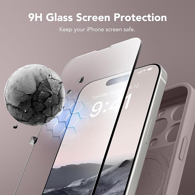 Magnetic for iPhone 15 Pro Case, Compatible with MagSafe, [Full Camera Protection][Screen Protector] Silicone Shockproof Protective Phone Case for iPhone 15 Pro 6.1", Hazel - Image 4