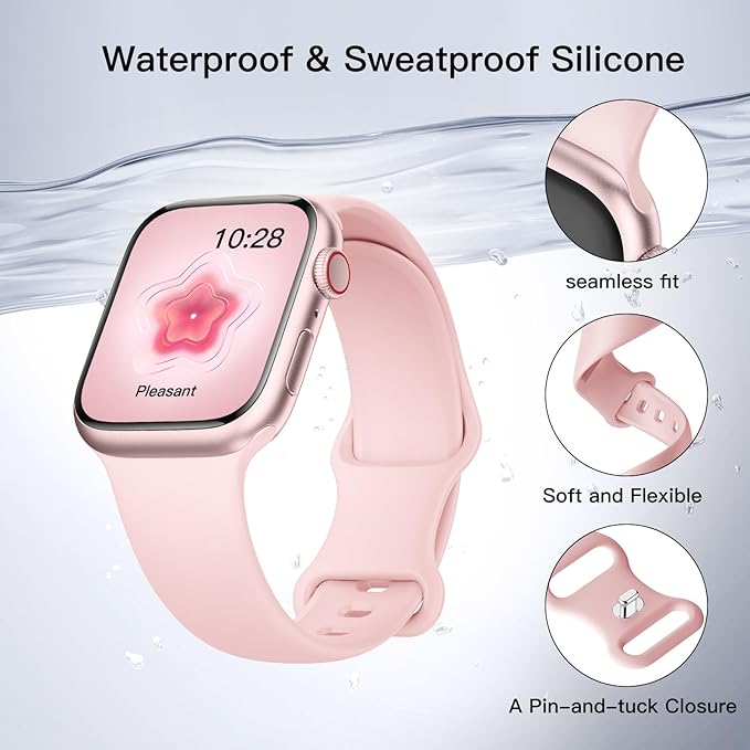Sport Silicone Band Compatible with Apple Watch Bands 40mm 38mm 41mm 44mm 45mm 42mm 49mm Women Men,Soft Wristband Waterproof Replacement Sport Strap for iWatch Bands Series 9 8 7 6 5 4 3 2 1 SE Ultra - Image 8