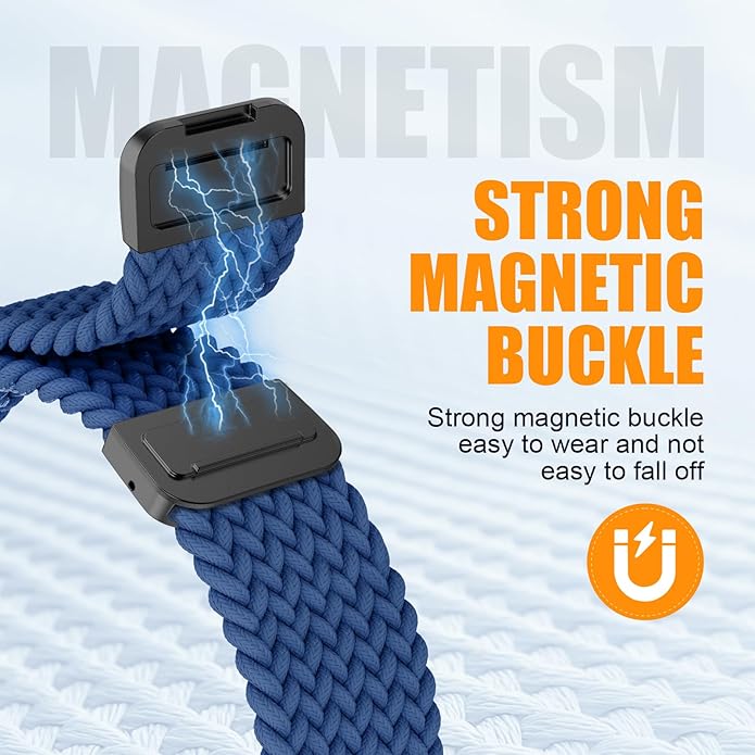 Magnetic Braided Stretchy Loop - Compatible with Apple Watch Band 42mm 46mm 40mm 41mm 44mm 45mm 38mm Ultra 3/2 49mm Women Men,Elastic Woven Fabric Nylon Strap for iWatch 11 10 9 8 7 6 5 4 3 SE Ultra - Image 2