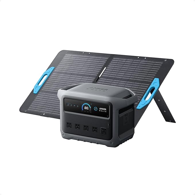 Anker SOLIX C1000 Gen 2 Portable Power Station with 100W Solar Panel, 2,000W (Peak 3,000W) Solar Generator, Full Charge in 49 Min, 1,024Wh LiFePO4 Battery for Home Backup, Power Outages, and Camping by Anker