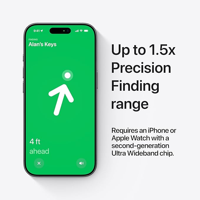 Apple AirTag (2nd Generation): Tracker for Keychain, Wallet, and More; Locator with Sound; Simple One-Tap Setup with iPhone or iPad; Key Finder with up to 1.5X Precision Finding Range - Image 4