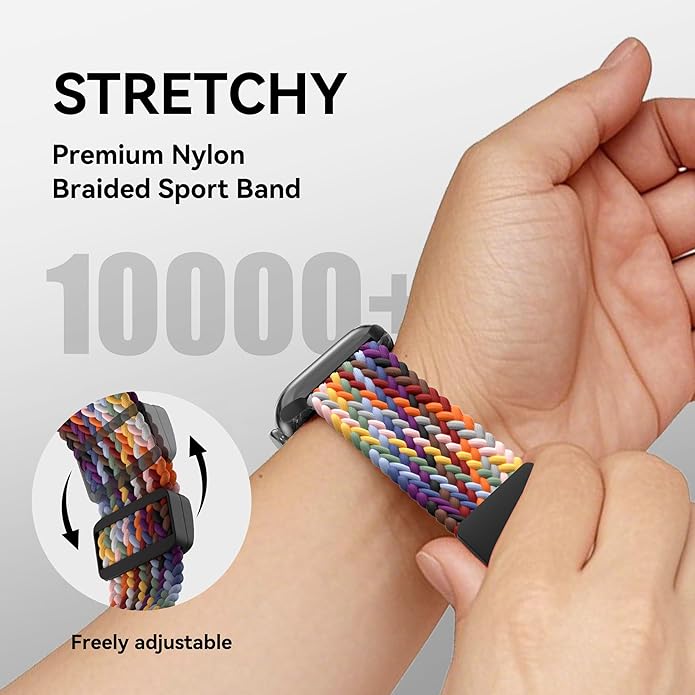Braided Stretchy Band Compatible with Apple Watch Band 38mm 40mm 41mm 42mm 44mm 45mm 46mm 49mm Women Men, Adjustable Nylon Elastic Magnetic Clasp Strap for iWatch Series 10 9 8 7 6 5 4 3 2 1 SE Ultra - Image 3