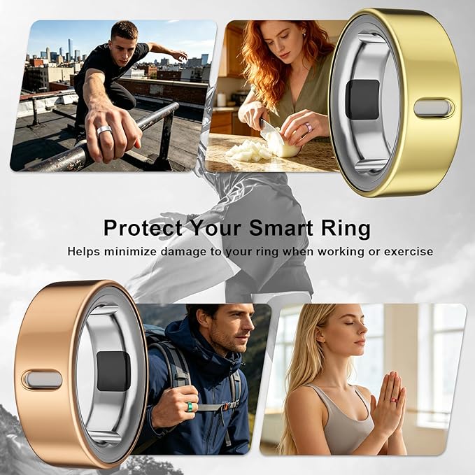 3 Pack Cover Compatible with Oura Ring Gen 4/Oura Ring Gen 3 Horizon/Heritage-Size 6,Support Charging with Cover on,Anti-Scratch TPU Ring Protector for Men Women,Gold+Champagne Gold+Rosegold - Image 6