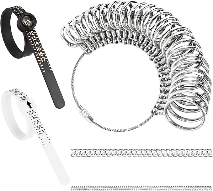 Ring Sizer Measuring Tool Kit Ring Sizing Kit Metal Ring Measurer and Ring Sizers US Ring Size Gauge 0-13 with Half Size for Womens Mens Finger Sizing 2 PCS Reusable Size Tape 1-17 by tooltos