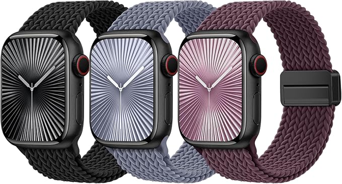 Braided Stretchy Bands Compatible with Apple Watch Bands 40mm 44mm 38mm 41mm 42mm 45mm 46mm 49mm Women Men, Soft Nylon Sport Strap with Magnetic Clasp for iWatch Series 11 10 9 8 SE 7 6 5 4 3 2 Ultra by JKD-CustomMetalBands