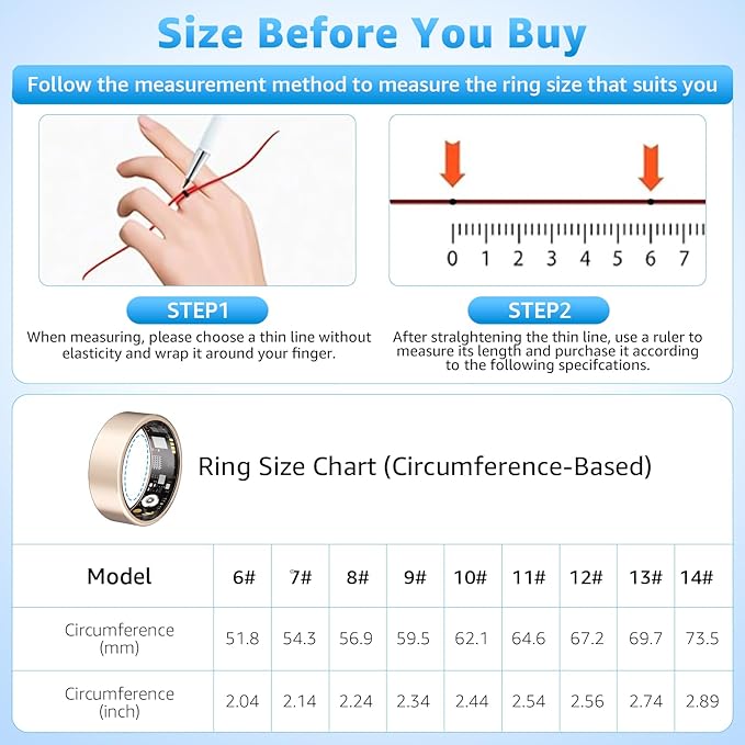 Smart Ring Health Tracker for Women & Men, Fitness Ring with Heart Rate Blood Oxygen, Sleep monitor, Step Tracker, IP68 Waterproof Compatible with iOS & Android, No Subscription Fee (Rose Gold, 11) - Image 2