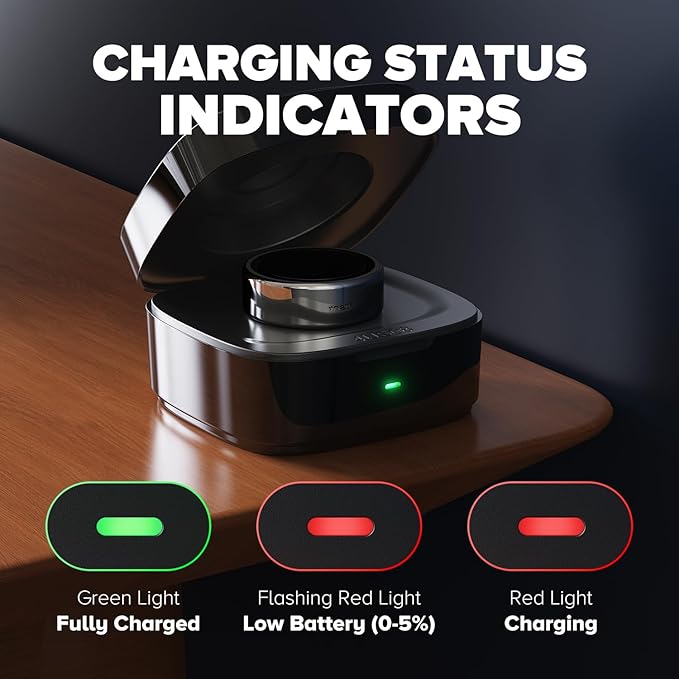 Wireless Charging Case Compatible with Ou-ra Ring Gen 4 Charger, 600mAh Portable Travel Ring Charger Fast Charging Dock with USB-C Cable (Size 9-Carbon) - Image 3