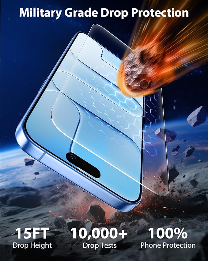 Mkeke Screen Protector for iPhone Air, 3 Pack Tempered Glass [9H Hardness] [Military-Grade Drop Protection] [Sensitive Touch] [Easy Installation Frame] [Bubble Free] [HD Clear] for 17 Air 6.5 inch - Image 3