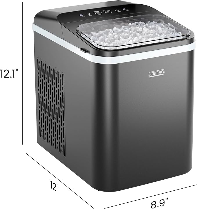 Iceman Compact Pebble Ice Machine, Countertop Nugget Ice Maker Produces Chewable Pellet Ice in 8 Minutes, Makes 26lbs/Day, One-Touch Cleaning Function with Ice Scoop/Basket Included – Black - Image 7