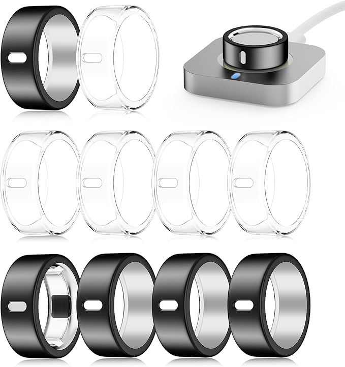 10 Pack Cover Compatible for Oura Ring 4/Gen 3 Heritage/Gen 3 Horizon,(NOT Compatible with Oura 4 Ceramic),Charging Directly,Rugged TPU Elastic Finger Protector for Workout Women Men-Size 6 by Snyeest
