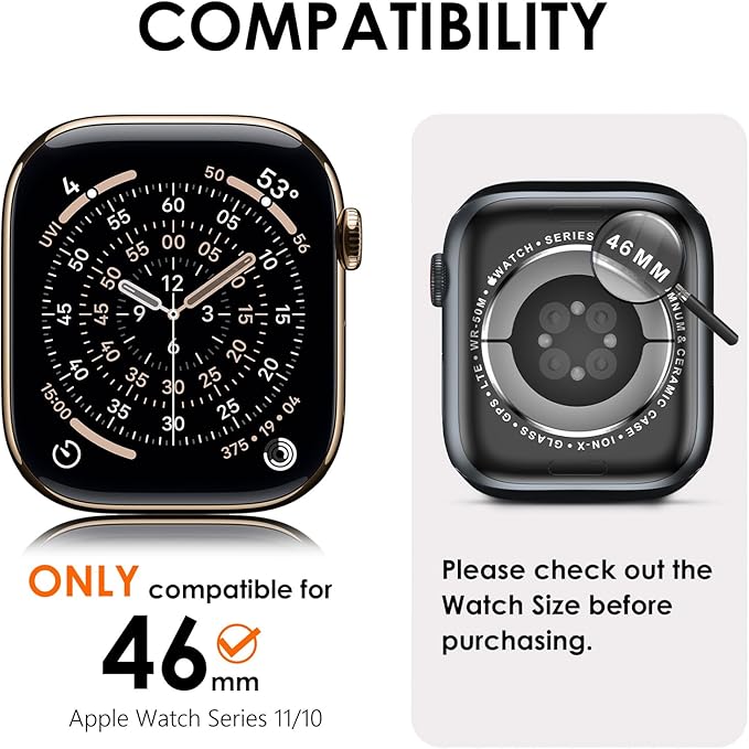 KADES Bling Case Compatible for Apple Watch Series 11/10 46mm, Sparkly Full Diamond Protective PC Bumper Cover, Rhinestone Frame for Women, 46mm-Rose Gold - Image 2