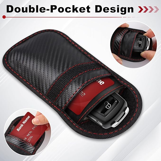 2 Pack Faraday Bags for Car Keys, Faraday Pouch, 3.4''X5.1'' Upgraded Faraday Key Fob Protector, Car RFID Signal Anti-Theft Fob Case for All Vehicle Models - Image 4