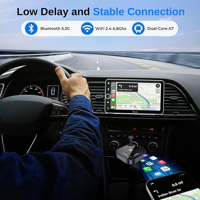 Wireless CarPlay Adapter for Apple iPhone-No Latency, Plug&Play, Stable Connection for Cars with Built-in Wired Apple CarPlay, Plug and Play CarPlay Wireless Adapter for iPhone 6~17, Fit for 800+ Cars - Image 4