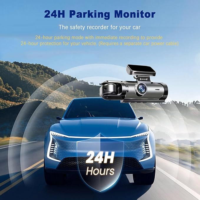 Dash Cam Front and Inside, 1080P Dual Dash Cam for Car, 3.16 Inch IPS Screen Driving Recorder with IR Night Vision, Loop Recording, Wide Angle Lens, 24H Parking Traffic Recorder - Image 6