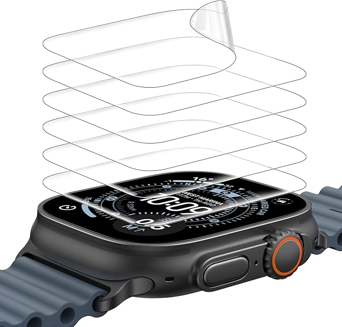 JULK 6-Pack for Apple Watch Ultra 3 Screen Protector, Flexible Film Non-Bubbles Soft TPU Face Screen Protector for iWatch Ultra-3(2025)/Ultra-2/Ultra 49mm, Touch Sensitive, HD Transparent by JULK