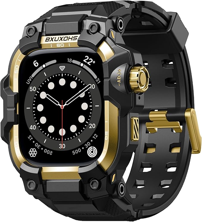 BXUXOHS Rugged Case and Band for Apple Watch 44mm Men, Compatible with Apple Watch SE 3/SE 2nd Generation/SE/Series 6/5/4, Military Grade Shockproof Bumper Cover,Tactical Band Case for iWatch 6/5/4/SE by BXUXOHS